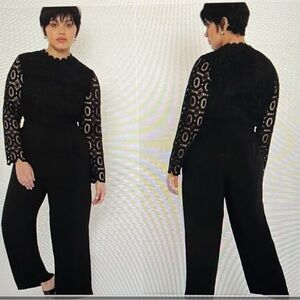 Eloquii Black Lace Wide Leg Jumpsuit